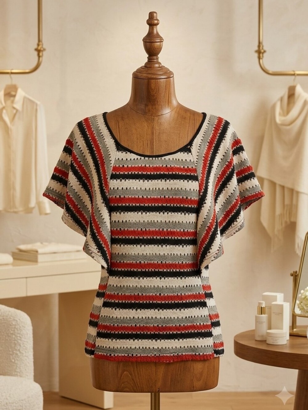 Point Flutter Sleeve Top with peek a boo holes Size Small
